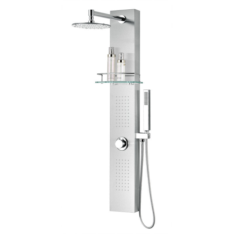 Coastal 44 in. Full Body Shower Panel with Heavy Rain Shower and Spray Wand in Brushed Steel