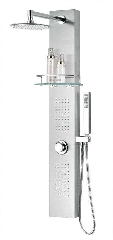 Pioneer 44 in. Full Body Shower Panel with Heavy Rain Shower and Spray Wand in Brushed Steel