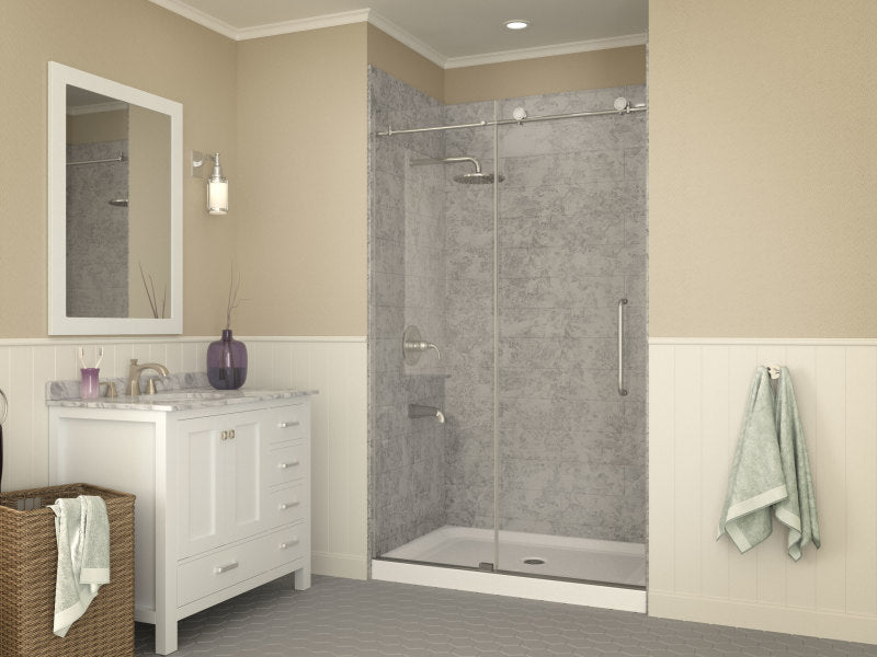 Reach Base Series 36 in. L x 48 in. W Alcove Shower Shower Pan Base with Center Drain in Glossy White Marine Acrylic