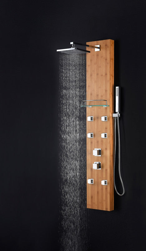 Mansion 60 in. Full Body Shower Panel with Heavy Rain Shower and Spray Wand in Natural Bamboo