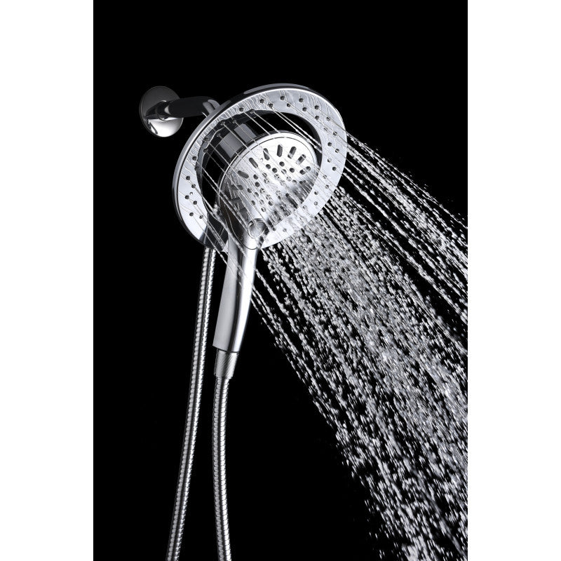 Valkyrie Retro-Fit 3-Spray Patterns with 7.48 in. Wall Mounted Dual Shower Heads with Magnetic Divert in Polished Chrome