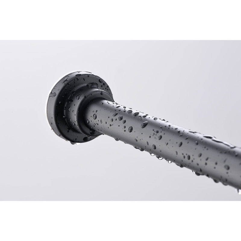 ANZZI 48-88 Inches Shower Curtain Rod with Shower Hooks in Matt Black | Adjustable Tension Shower Doorway Curtain Rod | Rust Resistant No Drilling Anti-Slip Bar for Bathroom | AC-AZSR88MB