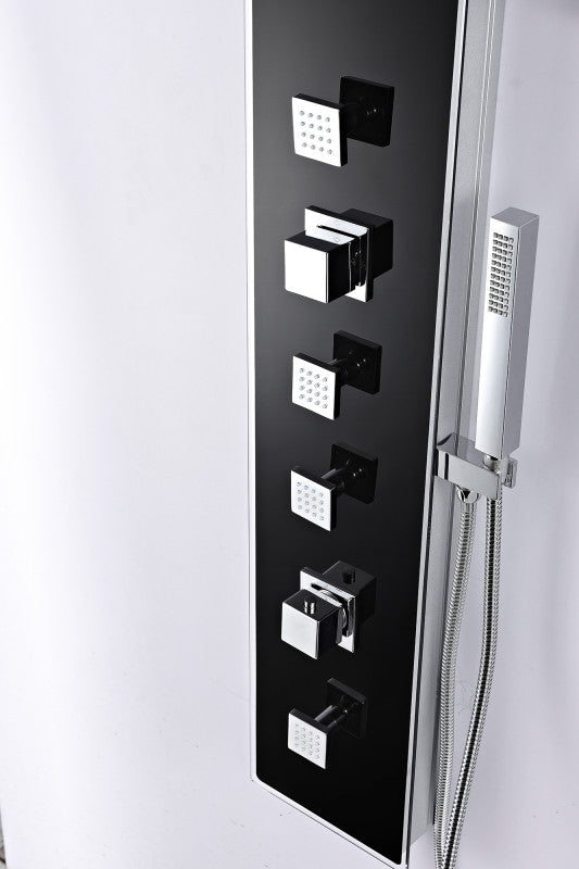 Llano Series 60 in. Full Body Shower Panel System with Heavy Rain Shower and Spray Wand in Black