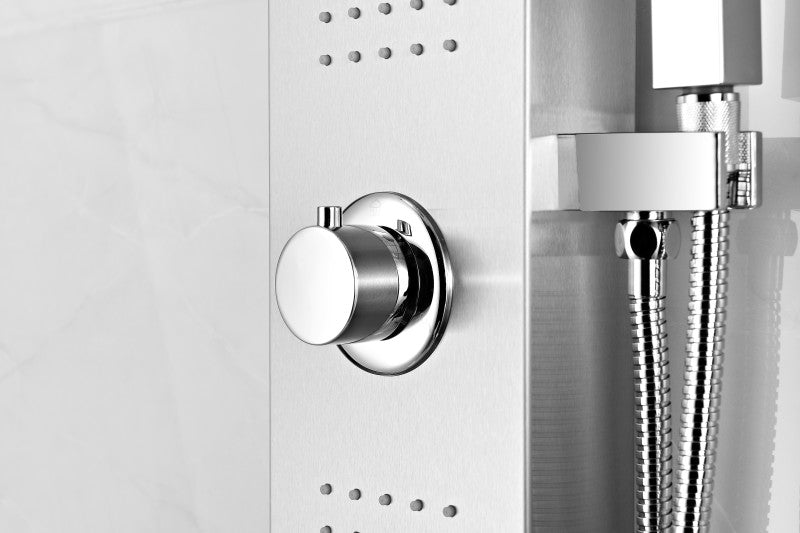 Pioneer 44 in. Full Body Shower Panel with Heavy Rain Shower and Spray Wand in Brushed Steel