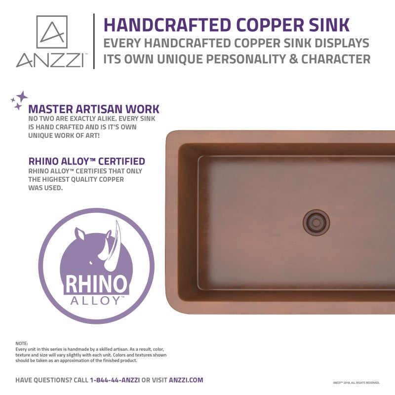 Thracian Farmhouse Handmade Copper 36 in. 0-Hole Single Bowl Kitchen Sink with Flower Design Panel in Polished Antique Copper