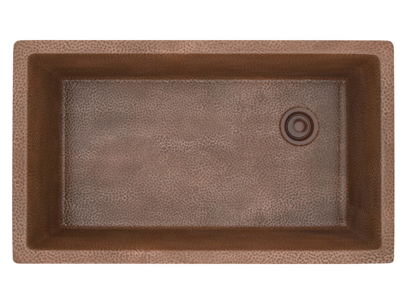 Byzantine Drop-in Handmade Copper 31 in. 0-Hole Single Bowl Kitchen Sink in Hammered Antique Copper