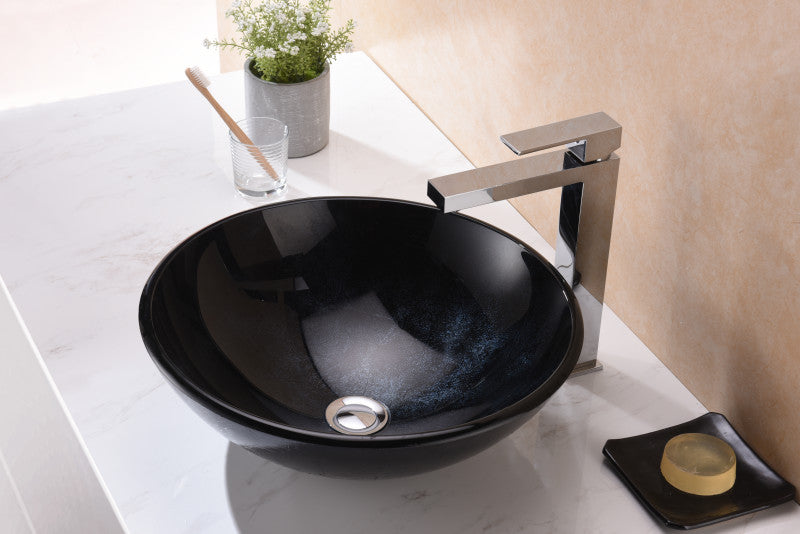 Makata Series Vessel Sink in Starlit Midnight