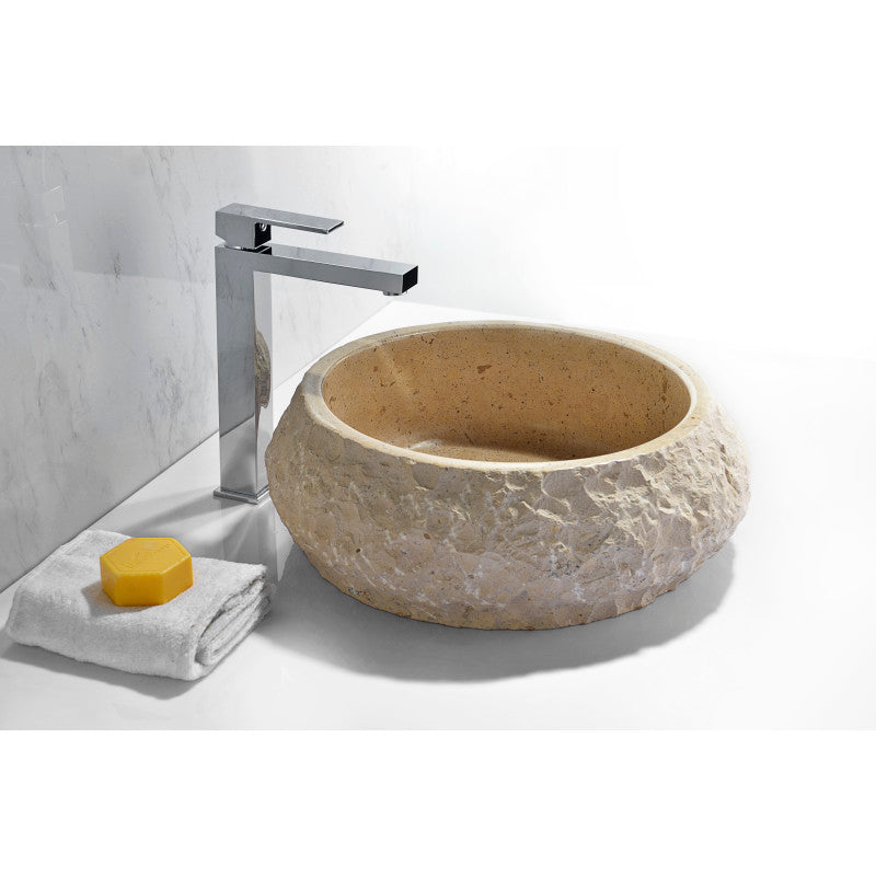 Desert Ash Vessel Sink in Classic Cream Marble