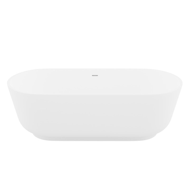 Sabbia 5.9 ft. Solid Surface Center Drain Freestanding Bathtub in Matte White
