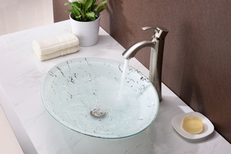 Lepea Series Vessel Sink in Marbled White