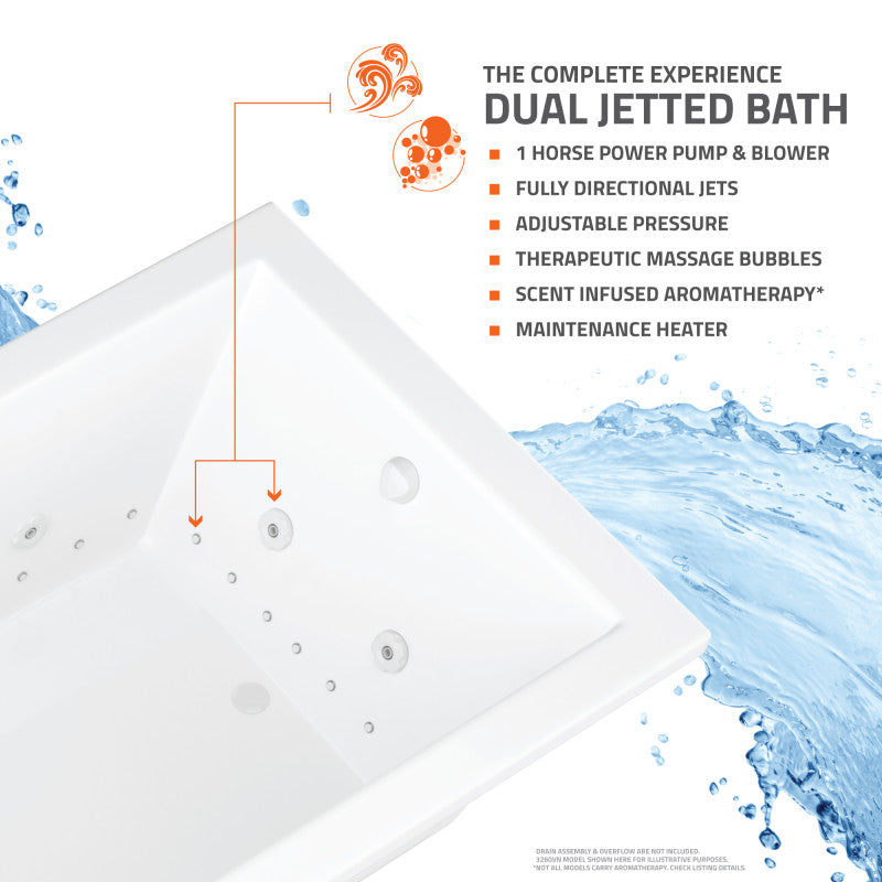 Atlantis Whirlpools Caresse 54 x 72 Rectangular Air & Whirlpool Jetted Bathtub
