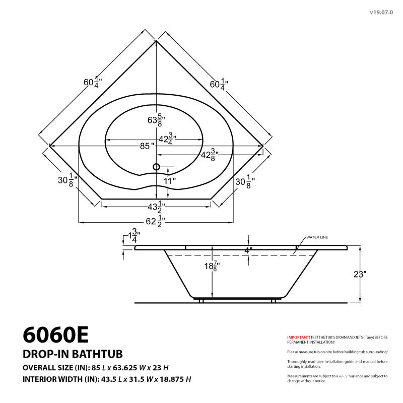 Atlantis Whirlpools Eclipse 60 x 60 Corner Air Jetted Bathtub