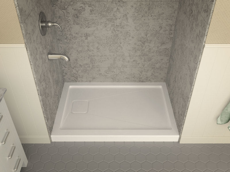 Forum Base Series 48 in. L x 32 in. W Alcove Shower Shower Pan Base with Reversible Drain in Glossy White Marine Acrylic