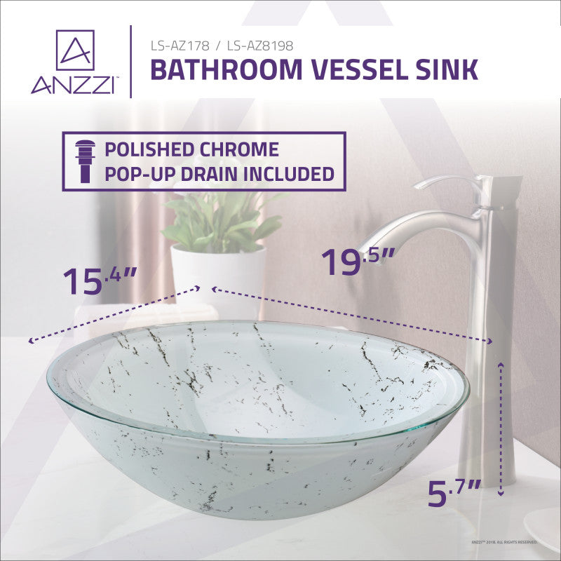 Marbela Series Vessel Sink in Marbled White