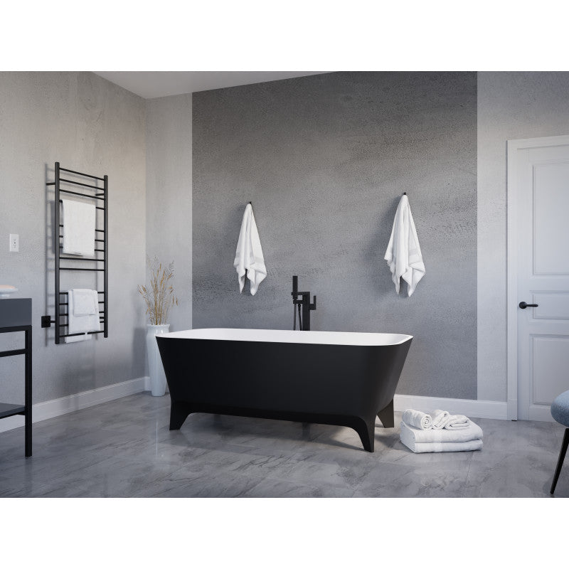 Nightshade Series 63 in. x 32 in. Soaking Freestanding Bathtub with Center Drain in Matte Black Exterior and Feet