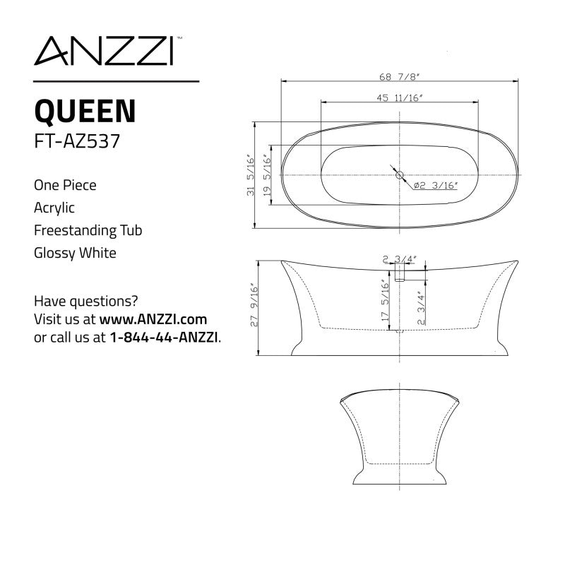 Queen Series 5.74 ft. Freestanding Bathtub in Locket Gold