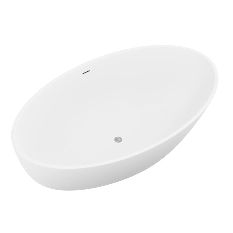 Cestino 5.5 ft. Solid Surface Center Drain Freestanding Bathtub in Matte White