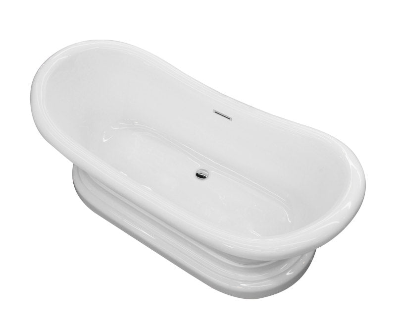 FT-AZ113 - Ruby Series 71 in. x 33 in. Flat Bottom Acrylic Freestanding Soaking Bathtub with Center Drain in Glossy White