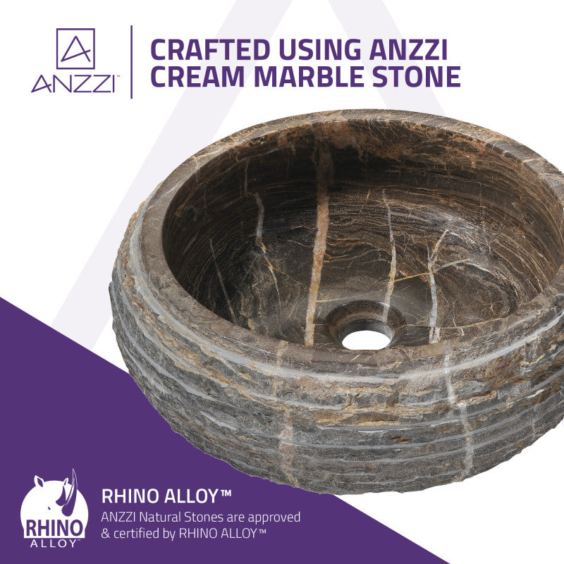Mirage Ash Natural Stone Vessel Sink in Coffee Marble