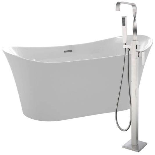 FTAZ096-0050B - Eft 67 in. Acrylic Flatbottom Non-Whirlpool Bathtub in White with Yosemite Faucet in Brushed Nickel