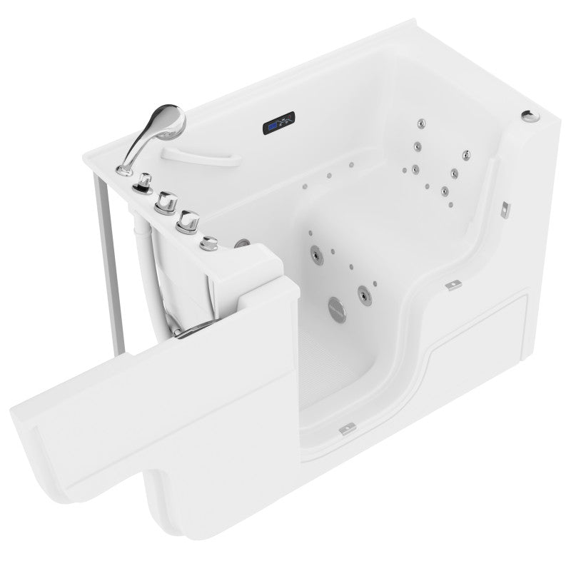 2953WCLWD - Left Drain FULLY LOADED Wheelchair Access Walk-in Tub with Air and Whirlpool Jets Hot Tub | Quick Fill Waterfall Tub Filler with 6 Setting Handheld Shower Sprayer | Including Aromatherapy, LED Lights, V-Shaped Back Jets, and Auto Drain | 2953WCLWD