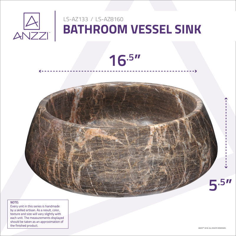 Janna Natural Stone Vessel in Khaki Coffee