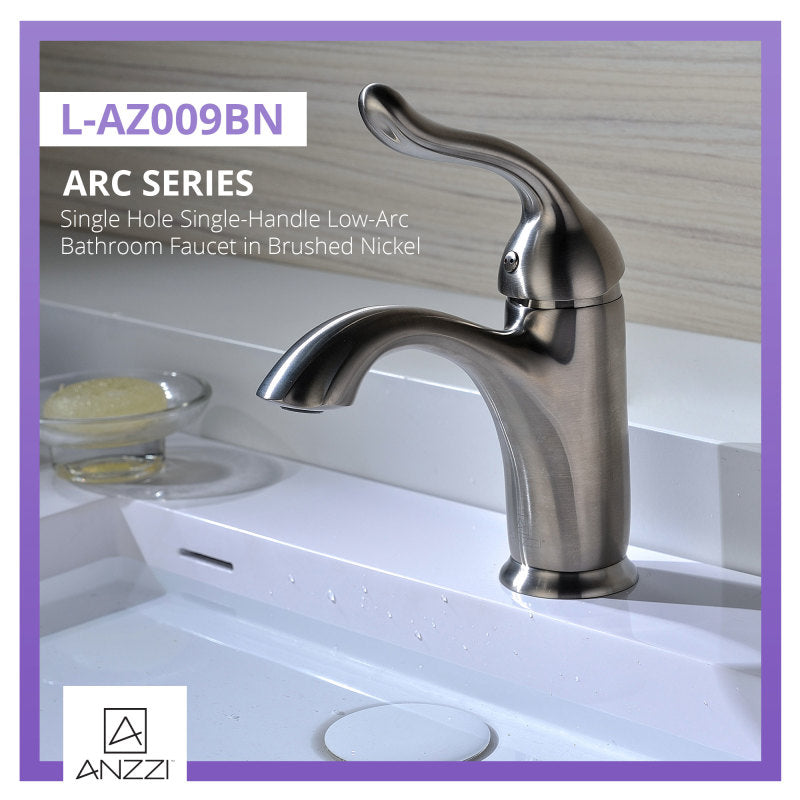 Arc Series Single Hole Single-Handle Low-Arc Bathroom Faucet in Brushed Nickel