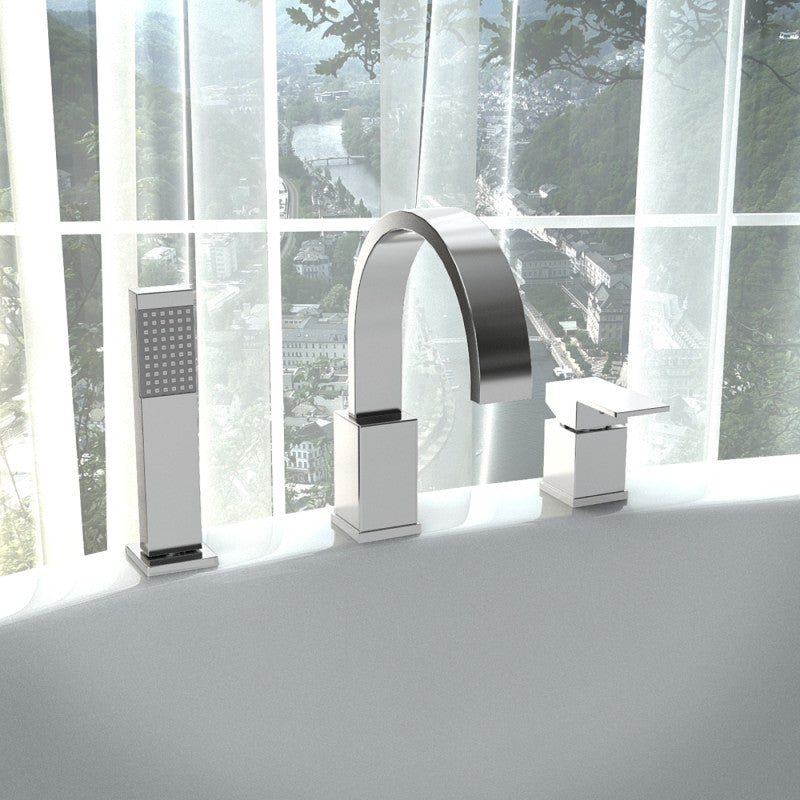 FR-AZ473 - Nite Series Single-Handle Deck-Mount Roman Tub Faucet with Handheld Sprayer in Polished Chrome