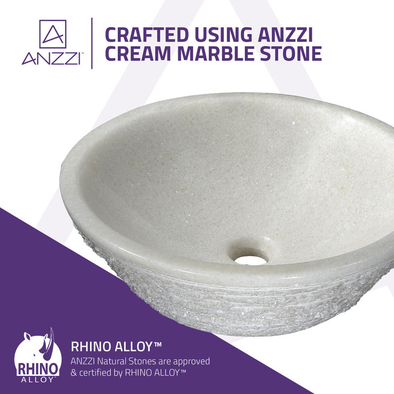 Nora Natural Stone Vessel Sink in White Marble