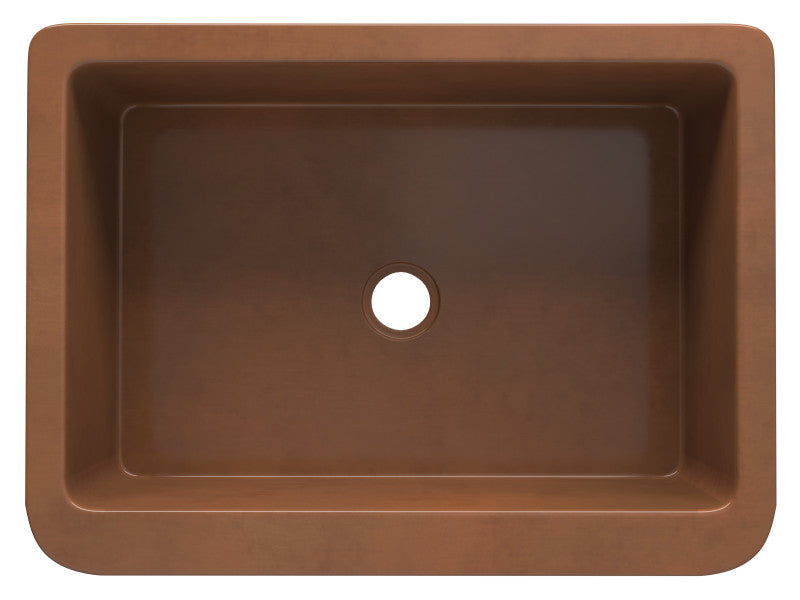 Florina Farmhouse Handmade Copper 30 in. 0-Hole Single Bowl Kitchen Sink with Flower Design Panel in Polished Antique Copper