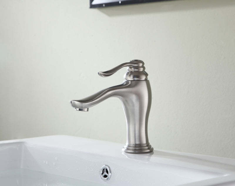 Anfore Single Hole Single Handle Bathroom Faucet in Brushed Nickel