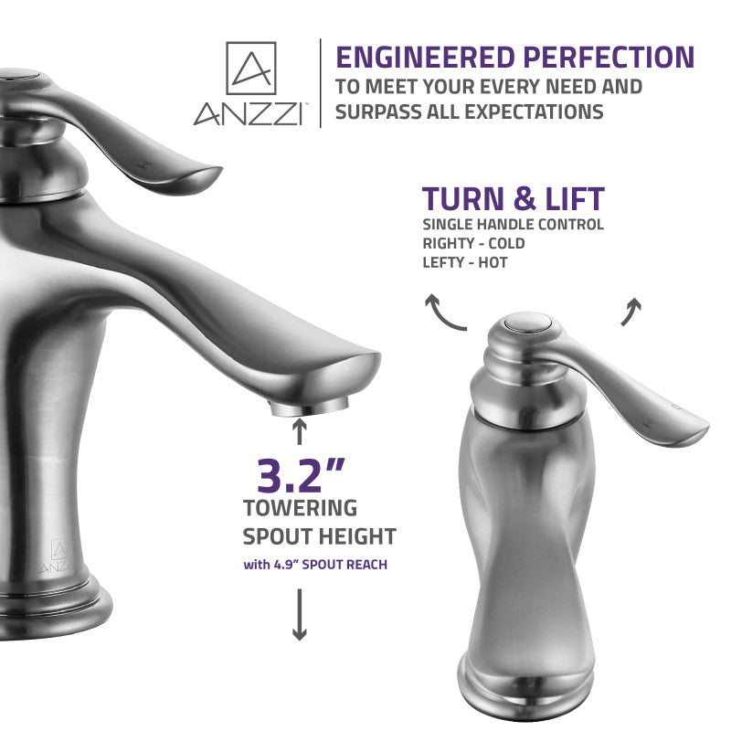 Anfore Single Hole Single Handle Bathroom Faucet in Brushed Nickel