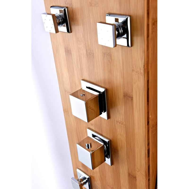 Crane 60 in. Full Body Shower Panel with Heavy Rain Shower and Spray Wand in Natural Bamboo