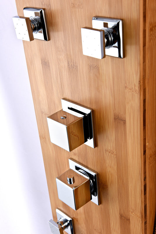Mansion 60 in. Full Body Shower Panel with Heavy Rain Shower and Spray Wand in Natural Bamboo