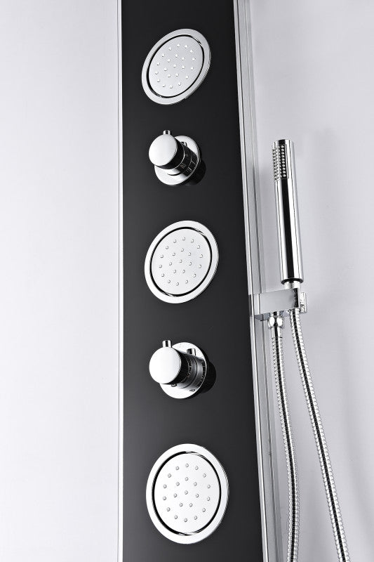 Llano Series 60 in. Full Body Shower Panel System with Heavy Rain Shower and Spray Wand in Black