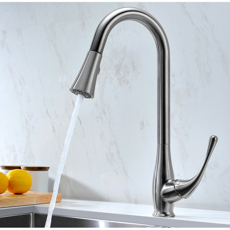 VANGUARD Undermount Stainless Steel 23 in. Single Bowl Kitchen Sink and Faucet Set with Singer Faucet in Brushed Nickel
