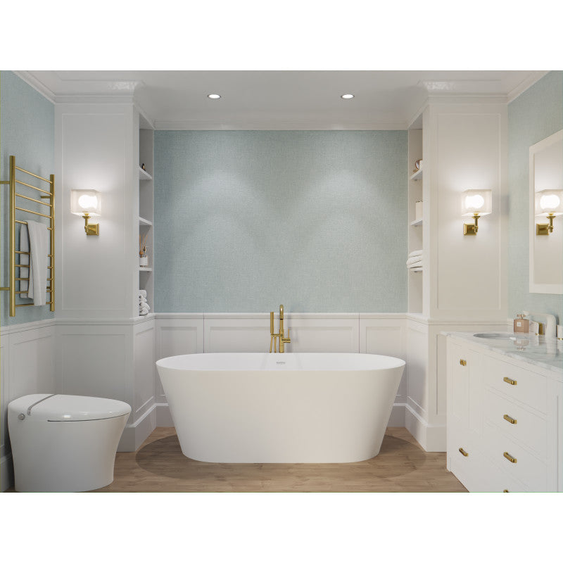 FT-AZ503 - Rossetto 5.6 ft. Solid Surface Center Drain Freestanding Bathtub in Matte White