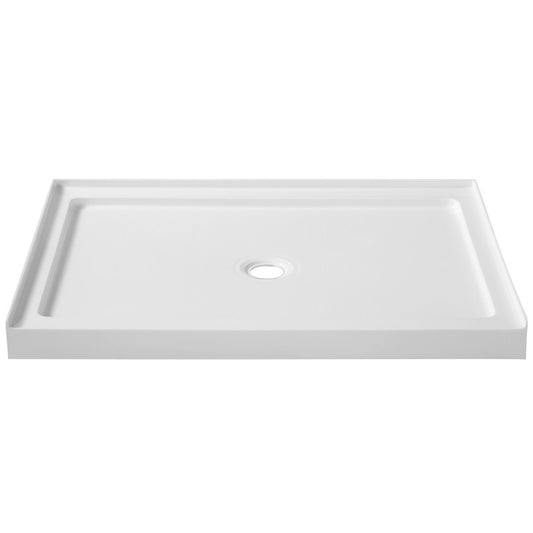 Fissure Base Series 36 in. L x 48 in. W Alcove Shower Shower Pan Base with Center Drain in Glossy White Marine Acrylic