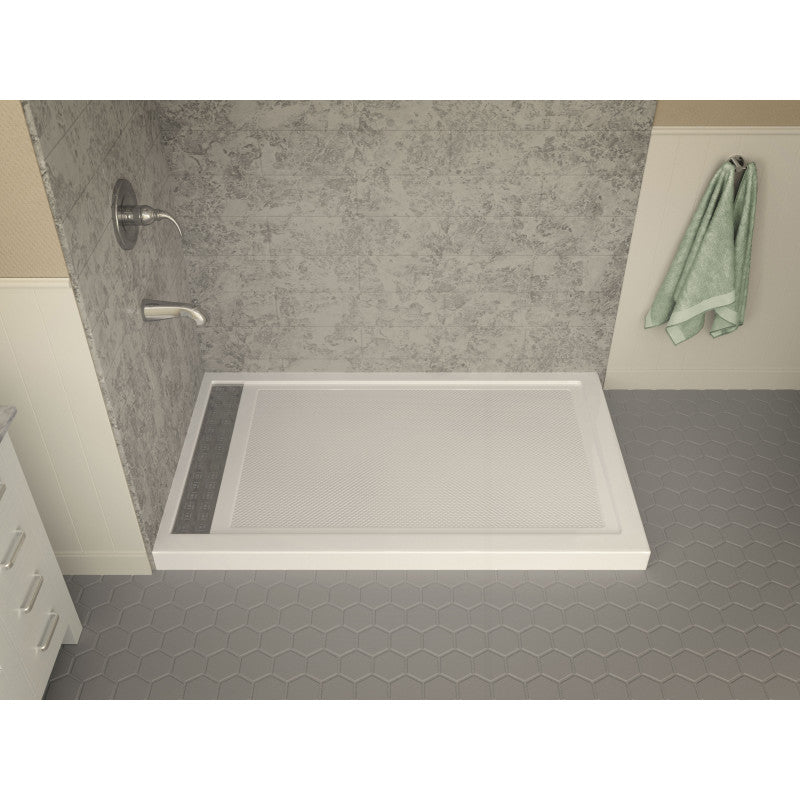Field Base Series 36 in. L x 60 in. W Corner Shower Shower Pan Base with Left Drain in Glossy White Marine Acrylic