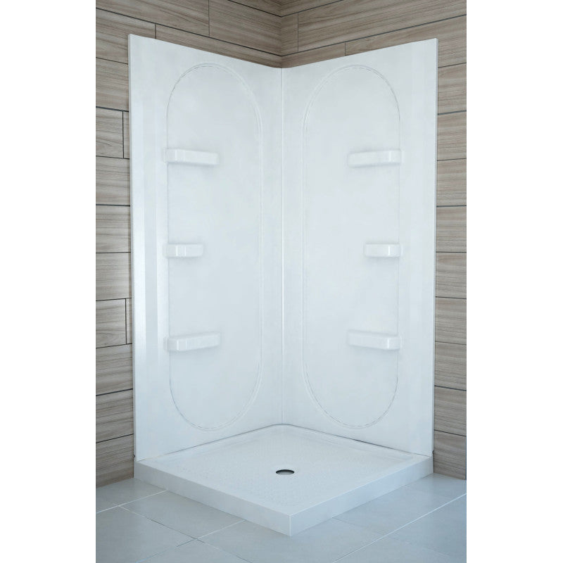 Studio 38 in. x 38 in. x 75 in. 2-piece DIY Friendly Corner Shower Surround in White