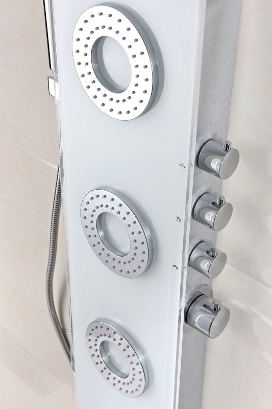 Lynx 58 in. 3-Jetted Full Body Shower Panel with Heavy Rain Shower and Spray Wand in White