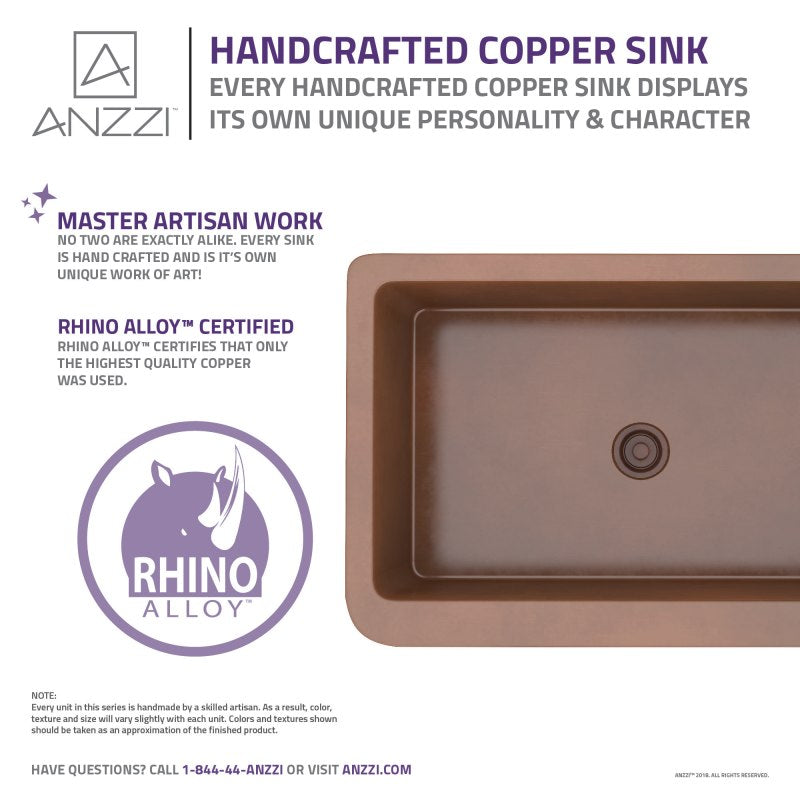 Tripolis Farmhouse Handmade Copper 33 in. 0-Hole Single Bowl Kitchen Sink with Floral Design Panel in Polished Antique Copper