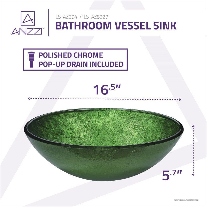 Gardena Series Deco-Glass Vessel Sink in Celestial Green