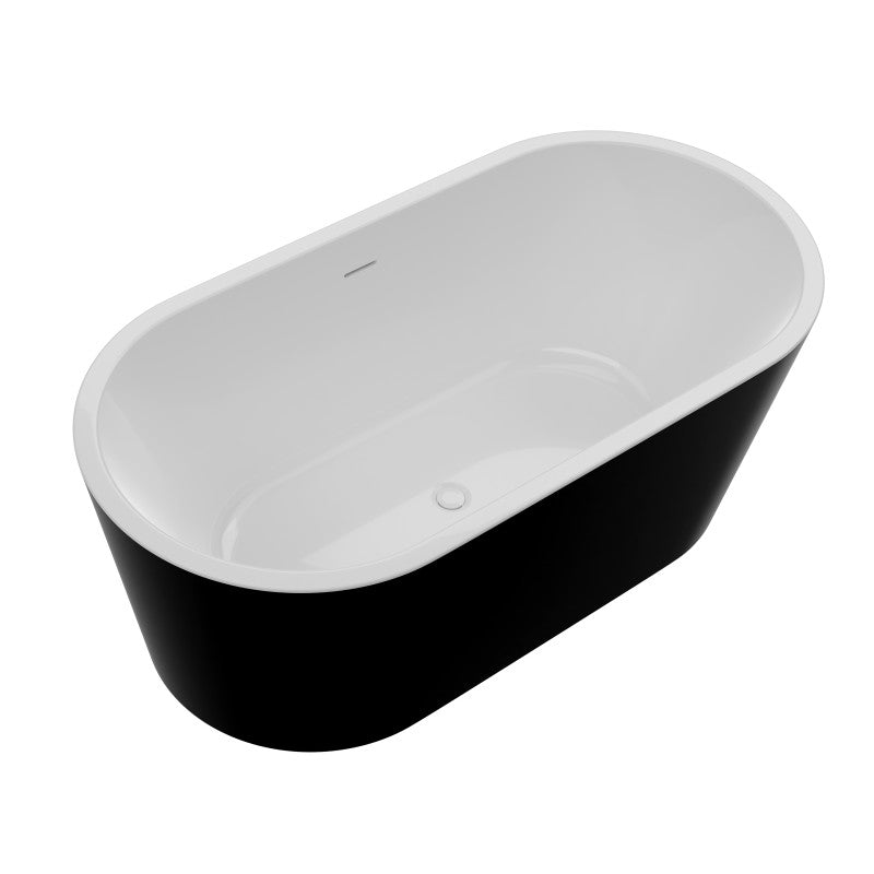 FT-AZ098BK - Chand Series 67 in. x 32 in. Flat Bottom Acrylic Freestanding Soaking Bathtub with Center Drain in Glossy Black