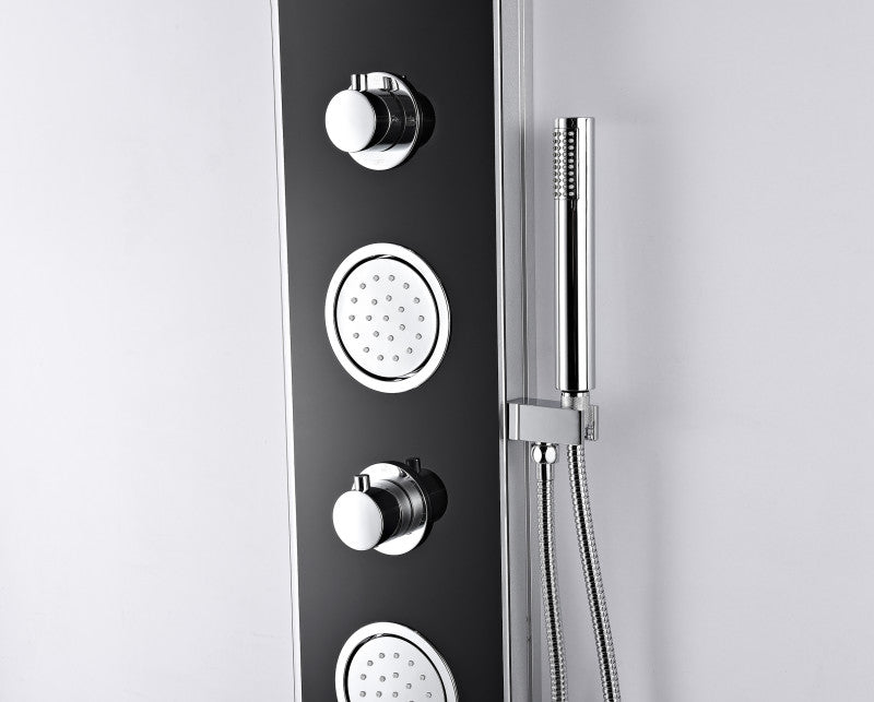 Llano Series 60 in. Full Body Shower Panel System with Heavy Rain Shower and Spray Wand in Black