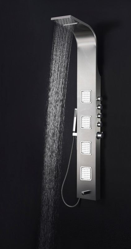 Mesa 64 in. Full Body Shower Panel with Heavy Rain Shower and Spray Wand in Brushed Steel
