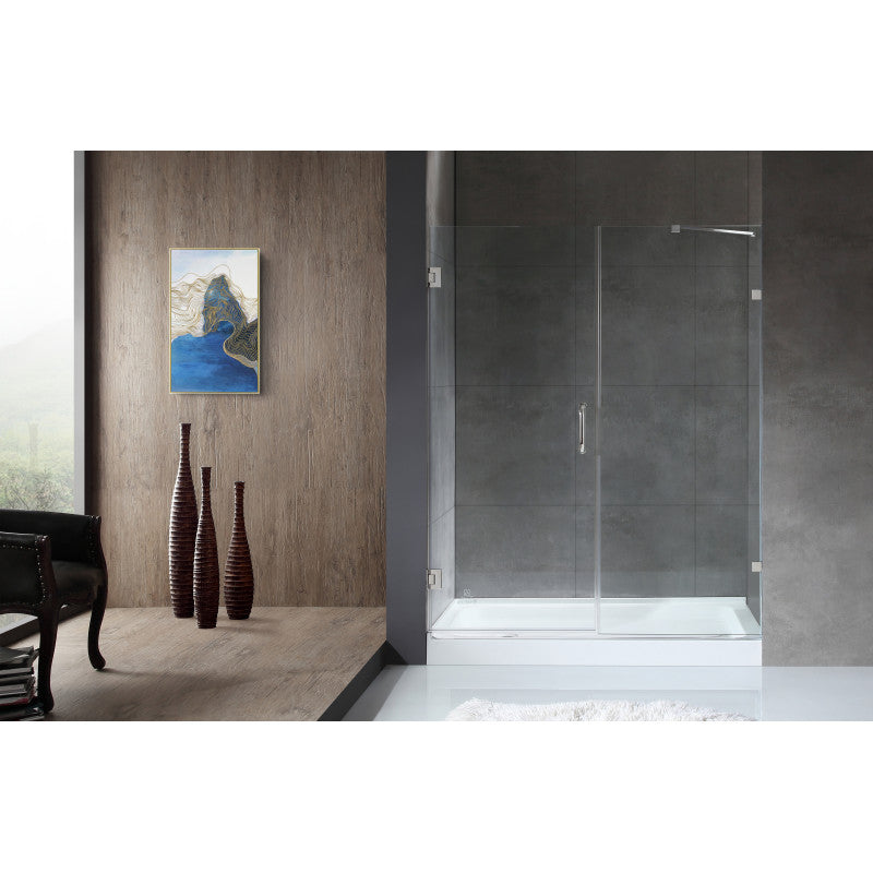 Maverick Series 60 in. by 72 in. Frameless Hinged Alcove Shower Door in Polished Chrome with Handle