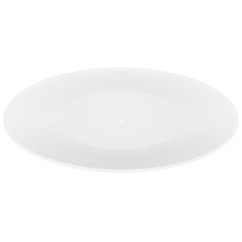 Ala 6.2 ft. Solid Surface Center Drain Freestanding Bathtub in Matte White