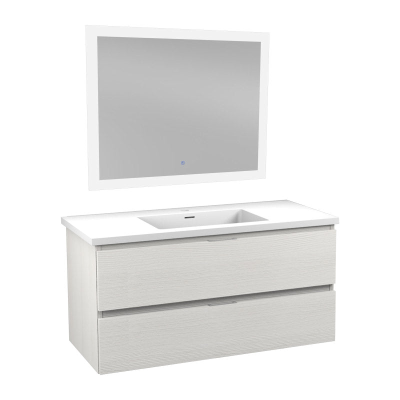 VT-MRCT39-WH - 39 in W x 20 in H x 18 in D Bath Vanity in Rich White with Cultured Marble Vanity Top in White with White Basin & Mirror