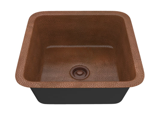 Isle Drop-in Handmade Copper 19 in. 0-Hole Single Bowl Kitchen Sink in Hammered Antique Copper
